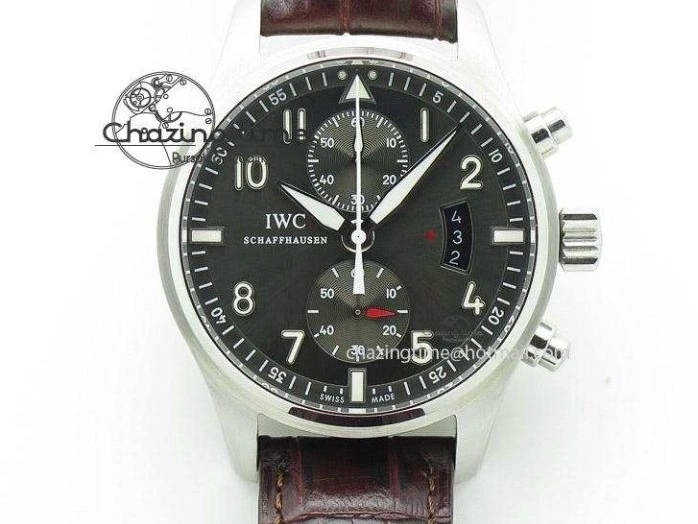 MIROTIME 0601 Pilot Chrono SS IW387808 CF3 ZF 1:1 Best Edition On Brown Leather Strap A Soft 7328